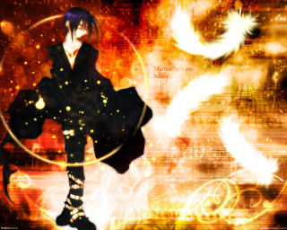 Anime girl black outfit fire - a background free wallpaper