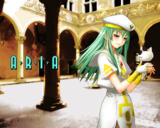 Sailor girl cat courtyard arcades - cel free wallpaper for desktop