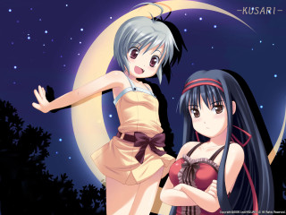 Moon girls stars tree aurora - star free wallpaper for desktop