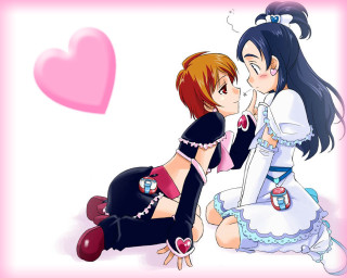 Anime couple kissing heart pink - a pink heart free wallpaper