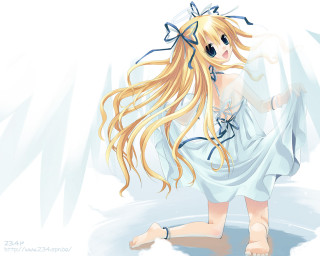 Girl snow white dress blue - a blue bow free wallpaper