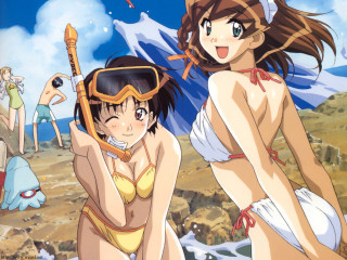 Two women bikinis goggles mountain - two woman free wallpaper