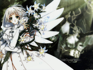 Anime girl white hair wings 3 - white flower free wallpaper
