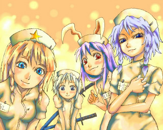 Anime girls bunny ears blue - a group of anime girls free wallpaper