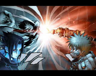 Anime duo glowing eyes fantasy - a white background free wallpaper