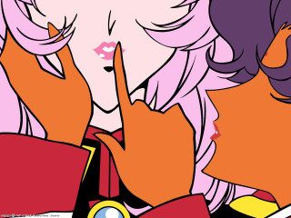 Couple women lineart flatcolors pinkpurplehair - their finger free wallpaper