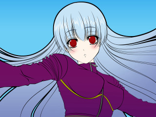 Anime girl white hair red 13 - context art free wallpaper
