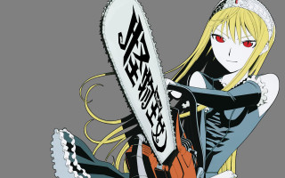 Anime chainsaw yandere blonde lolita - a gray background free wallpaper