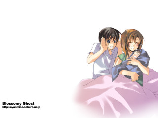 Couple bed pinkblanket anime pajamas - top of them free wallpaper