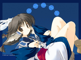 Woman cat bird ayano ainu - above her free wallpaper