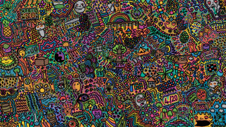 Colorful intricate background design elements 2 - a cat and a dog free wallpaper
