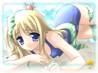 Girl beach blonde star crab - a crab free wallpaper