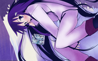 Woman purple background anime long - a white square free wallpaper