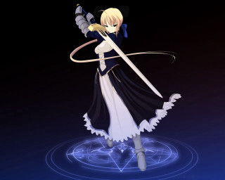 Woman sword bow armor glowing - blue light free wallpaper