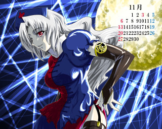 Blue outfit fullmoon calendar illustration - full free wallpaper