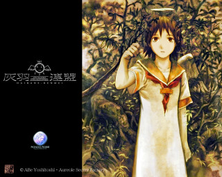 Girl white dress staff halo - a white dress holding free wallpaper