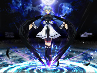 Anime character blue hair moonlight - a black cape free wallpaper