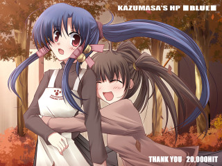 Autumn hugging anime girls blue - the wood free wallpaper