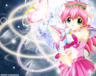 Pink hair girl butterfly stars - a pink object free wallpaper