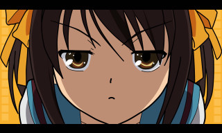 Anime girl brown eyes ponytail - a bow free wallpaper