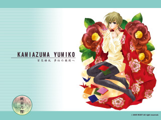 Woman kimono flower bird portrait - pillow free wallpaper