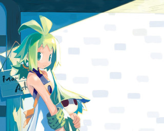 Green hair girl ponytail sign - a sign free wallpaper