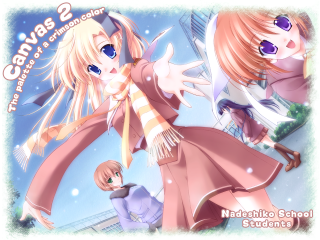 Anime girls snow outstretched arms - their arm free wallpaper