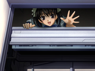 Girl peeking window hands black - her free wallpaper