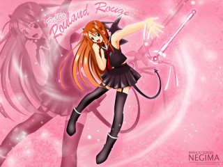 Demon girl sword pink background - long hair and a sword free wallpaper
