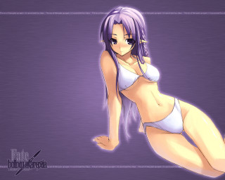 Cartoon woman bikini lying purple - sots art free wallpaper