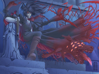 Woman black dress red dragon 2 - bloodborne free wallpaper