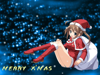 Santa girl anime snow christmas - merry free wallpaper