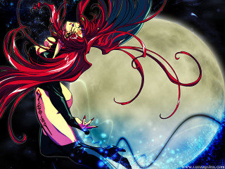 Red haired woman flying full - long red hair free wallpaper