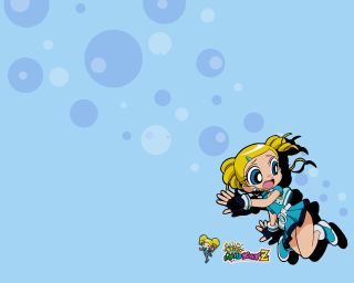 Cartoon girl flying bubbles candybar - pop surrealism free wallpaper