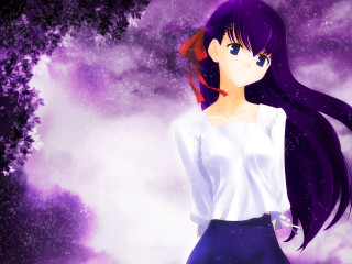 Girl purple sky stars long - the background free wallpaper