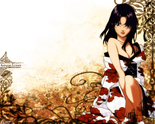 Woman flower dress kimono anime - a woman in a dress free wallpaper