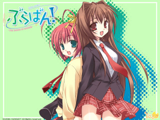 Anime girls school uniform hug - long hair and a tie free wallpaper