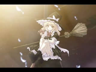 Witch broom portrait blonde hat - official art free wallpaper for desktop