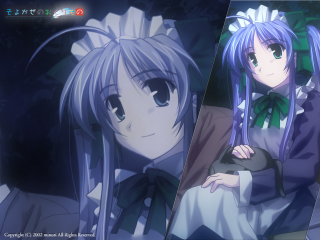 Anime characters blue hair bows - a green bow free wallpaper