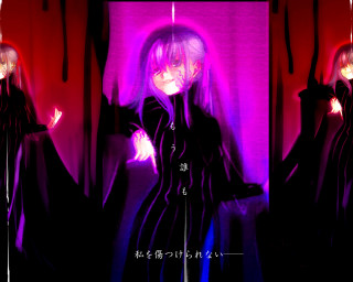 Woman black dress purple curtain - a black cape free wallpaper