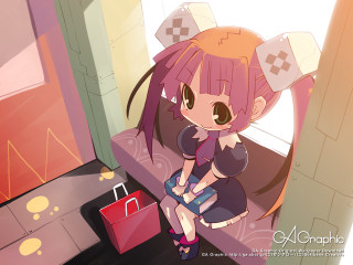 Pink haired girl suitcase room - pink free wallpaper for desktop