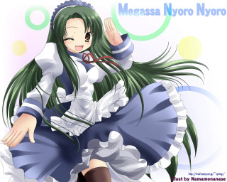 Girl greenhair bow manga maid - maya free wallpaper