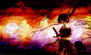 Woman baseballbat autumn night forest - a baseball bat in front free wallpaper