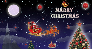 Christmas tree santa sleigh presents - processed free wallpaper