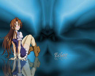 Girl crossed legs blue background - holography free wallpaper