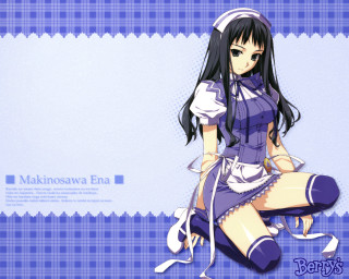 Anime girl kneeling maid plaid - her leg free wallpaper