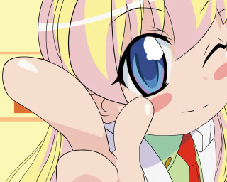 Cartoon girl blue eye blonde - hint of yayoi kasuma free wallpaper