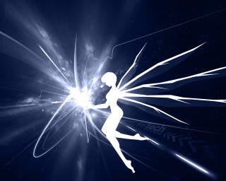 Woman running starfield lightbeams starburst - a space free wallpaper