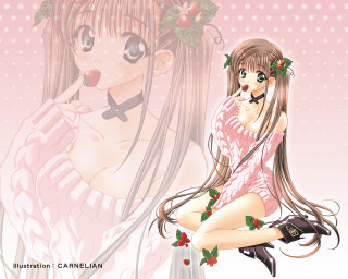 Pink dress girl holding purse - polka dot free wallpaper