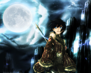 Anime hero fullmoon clouds sword - dark night free wallpaper